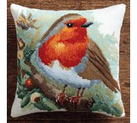 Taxpy Robin Bird Latch Hook Pillow Kit with Zipper Backing,43x43cm Pre-Printed Canvas Cushion Cover,Complete DIY Latch Hook Set Yarn & Hook Included Adults Beginners Home Decor -6