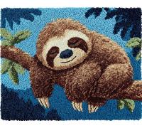 Taxpy Tapestry Kits Latch Hook Carpet Kits for Adults Cartoon Cute Sloth Sleeping On Branch 15X20In/52X38Cm DIY Latch Hook Rug Kits for Kids,Crochet Kit for Beginners,Rug Making Kits with Printed