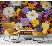 Taxpy Wallpaper Murals Color Flowers,250x175cm 3D Art Photo Wallpaper, HD Print Wall Mural Giant Poster, Living Room Bedroom Room Backdrop Wall Decor