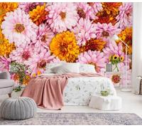 Taxpy Wallpaper Murals Pink Flowers,150x105cm 3D Art Photo Wallpaper, HD Print Wall Mural Giant Poster, Living Room Bedroom Room Backdrop Wall Decor