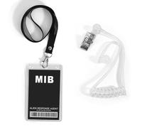 TAXTYHRE Agent Costume Accessories, Black ID Card with Lanyard, Toy Spy Earphone, Secret Service Costume Accessories, for Adults and Children Halloween Carnival Cosplay Parties