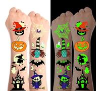 TAXTYHRE Children's Tattoos, 10 Sheets Halloween Tattoos, Pumpkin Bats, Witch Ghost Tattoo Stickers, Glow in the Dark Temporary Tattoos, for Halloween, Fancy Dress, Costume, Makeup Accessories