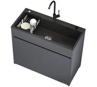 TAXXII 68cm Freestanding Stainless Steel Sink Unit with Cabinet | Hot & Cold Dual Tap Storage Shelf Indoor/Outdoor Use Commercial Kitchen/Bathroom