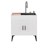 TAXXII Bathroom Vanity Sink,Storage Cabinet with Doors,Modern Nano Raindance Waterfall Single Kitchen Sinks,304 Stainless Steel Laundry Utility Tub With Pull Down Faucet,for Indoor Outdoo