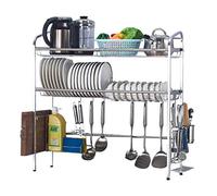 TAXXII Dish Rack, 2 Tier Stainless Steel Kitchen Sink Drying Rack Drain Cutlery Water Filter Tableware Organizer, 4 Sizes/93 * 27 82Cm (83 82cm)