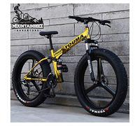 TAXXII Dual Suspension Mountain Trail Bike with Disc Brake for Men & Women, Adults Boys Girls Anti-Slip Fat Tire, Foldable High Carbon Steel Frame,Gold,24 Inc