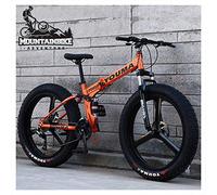 TAXXII Dual Suspension Mountain Trail Bike with Disc Brake for Men & Women, Adults Boys Girls Anti-Slip Fat Tire, Foldable High Carbon Steel Frame,Gold,24 Inc