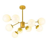 TAXXII Gold Sputnik Chandelier, E27 Base Dimmable Pendant Light with Glass Shade Modern LED Flush Mount Ceiling Fixture for Bedroom Living Room Kitchen Lighting(9 Lights,85x60cm(33x24inch