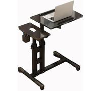 TAXXII Overbed Table Portable Desk For Laptop With Wheels Adjustable Height Tilt Top And Mobile Rolling Stand Tilting Tray Bed Sofa Side (Color:Black)