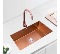 TAXXII Square Sink Middle Island Handmade Large Single - Premium Kitchen with Curved Faucet for Under the Counter Ideal Balcony