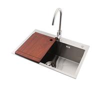 TAXXII Stainless Steel Kitchen Sink Faucet Strainer Combo with Cutting Board Dish Drainer Rack, Complete Plumbing Kit Waste and Accessories (Size : 65 * 45cm)