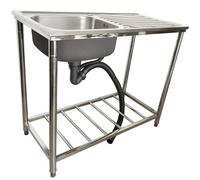 TAXXII Stainless Steel Utility Sink, Outdoor Sinks Prep Workstation, Catering Kitchen Free Standing Sink Commercial for Restaurant Bar Laundry Patio, with Cutting Board