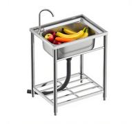 TAXXII Unit FreeStanding Utility Sink,Outdoor Sinks Single Bowl with Faucet and Storage Shelves Catering Sink for Outdoor Indoor Garage Laundry/Utility Room