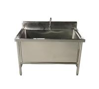 TAXXII Utility Sinks for a Laundry Room,Freestanding Stainless Steel Sink, with Pull-Out Faucet Single Bowl Big Sinks(100X70cm/39.3X27.5in)