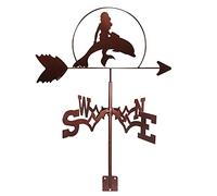 TAXXII Weather Vane Weathervane Mermaid and Dolphin Cast Iron Garden Stake Wind Direction Indicator for Outdoor Roof Mount Indicating Nice Decorations
