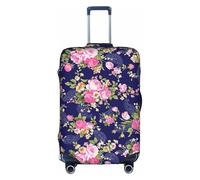 TAyang Navy Blue Base Floral Print Luggage Cover Protector Waterproof Dustproof Stretchable Fits 18-32 Inch Suitcases
