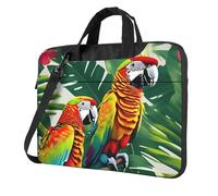 TAyang Tropical Flower Leaf Parrot print Slim Laptop Briefcase 13-15.6 Inch | Cute Messenger Bag for Women Men Work College