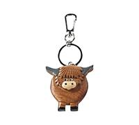 TAYASH Highland Cow Keychain Pendant,Wooden Highland Cow Decor Ornament,Funny Animal Keyring Highland Cow Creative gift, Light Brown, S