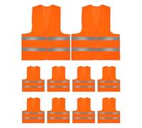 TayBong 10Pcs Hi Vis Vests, High Vis Safety Vest with 2 Reflective Strips - Adjustable High Visibility Jackets for Road Construction, Traffic Work, Cycling, Running