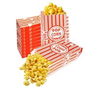 TayBong 150pcs Popcorn Bags, 9 * 6 * 21cm Movie Reusable Popcorn Boxes, Red and White Striped Paper Popcorn Bucket For Halloween Brithday Party Family Movie Night Accessories
