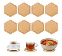 TayBong 8 Pcs Bamboo Coasters, Hexagonal Wooden Coasters for DIY Crafts Mosaic Art Coffee Cup, Perfect for Home Decor & Living Room