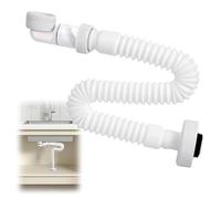 Taybong Flexible Siphon, 1 1/4 Inch Bathroom Sink Waste Pipe, Odour-Proof Sink Waste Trap, Space-Saving Adjustable Drain Down Hose for Kitchen, Bathroom, Washing Machine, White