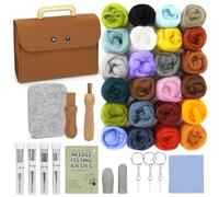TayBong Needle Felting Kit, 24 Colors Felting Wool Kit for Beginners and Kids Includes Needle Felting Pad, Wooden Handles & Craft Accessories for DIY, Felt Animals and Gifts