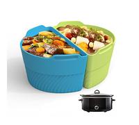 TAYDOIBAN Silicone Liners for Slow Cooking, Compatible with Dutch Oven, 6-8 QT, Slow Cooker Divider Allows You to Cook Three Different Meals at Once, (Green)