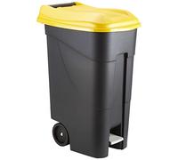 Tayg 259297 Wheeled Trash Can + Pedal 80 Litres, Black/Yellow