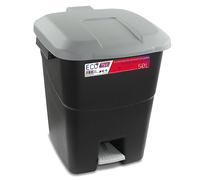 Tayg 430008 - Waste Container with Pedal, Black Base and Grey Lid, 50 Litres