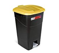 Tayg - 60 liter waste bin with pedal, black base and yellow lid, plastic