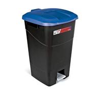 Tayg - 60 litre waste container with pedal, black base and blue lid