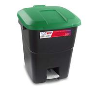 Tayg Green Lid Waste Container 50 Litres with Pedal, Black Base