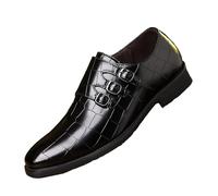 TAYGUM Men's Printed Pointed-Toe Monk Strap Oxford Shoes Stylish,Breathable,and Comfortable Perfect for Outdoor Cocktail Parties, Business Travel and Weddings(Black,7)