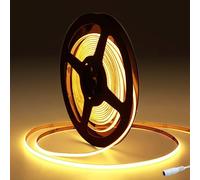 Tayire COB LED Strip Warm White 3000K, DC12V 5m Cuttable LED Tape Light 480LEDs/m, CRI90+ 4mm Width Flexible LED Light Strip for Cabinet, Wardrobe, Home DIY Lighting (Power Supply Not Included)