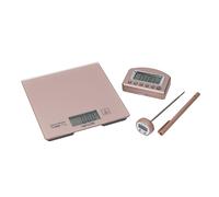 Taylor Pro 3-Piece Kitchen Measuring Set with Hygienic Digital Scales, Instant- Read Thermometer and Timer - Rose Gold