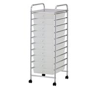 Taylor & Brown 10 Drawer Mobile Rolling Storage Trolley Unit Organiser On Wheels For Salon, Beauty Make Up, Hairdressing, Beauty & Home Office Stationary (White)