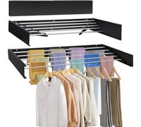 Taylor & Brown 100cm Wall Mounted Laundry Drying Rack Retractable Foldaway Clothes Drying Airer Collapsible Folding Indoor or Outdoor - Space Saver Compact Sleek Design (Black)