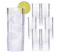 Taylor & Brown 12 Pack Clear Crystal Effect Plastic Glasses - Reusable For Parties Weddings Events (Highball)