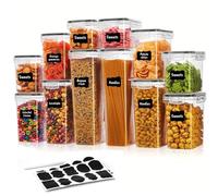 Taylor & Brown 12 Pack Food Storage Containers - 19.6L, Airtight Kitchen Storage BPA-Free Plastic Container for Cereal, Flour, Sugar & Baking Supplies with 20 Labels