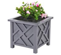 Taylor & Brown 14.5 Inch Grey Lattice Planter Box Square Outdoor Flower Pot Durable Polypropylene For Patio & Garden Décor