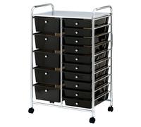 Taylor & Brown 15-Drawer Mobile Rolling Storage Trolley - Organiser On Wheels For Salon, Beauty, Makeup & Home Office (Black)