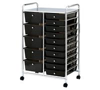 Taylor & Brown 15 Drawer Mobile Rolling Storage Trolley Unit Organiser On Wheels For Salon, Beauty Make Up, Hairdressing, Beauty & Home Office Stationary (Black)
