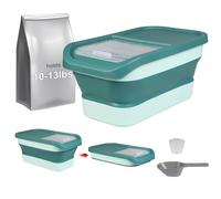 Taylor & Brown 15 Lbs Collapsible Airtight Pet Food Storage Container With Measuring Cup & Plastic Scoop Treats For Pet Dog Cat Animal Dry Food Dispenser (Green)