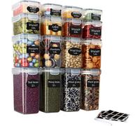 Taylor & Brown 16Pc Airtight Food Storage Containers, Bpafree Plastic For Flour, Sugar & Baking, Includes 20 Labels