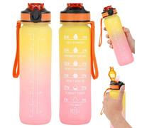 Taylor & Brown 1L Water Bottle, Bpa-Free, Leakproof, Straw, Time Markings, Reusable For Gym Office Kids Adults (Pink/yellow)