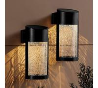 Taylor & Brown 2 Pack Crackled Glass Solar Wall Lights, Waterproof Outdoor Smd Led For Garden, Patio, Fence, Warm White