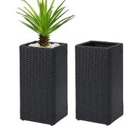 Taylor & Brown 2 Pack Tall Black Rattan Planters With Removable Liner, Large Indoor/outdoor Flower Pots 61Cm X 30.5Cm