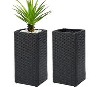 Taylor & Brown 2 Pack Tall Cubic Rattan Wicker Planters with Removable Liner Large Indoor Outdoor Planter Flower Plant Pots Garden Patio Front Porch 61cm (H) x 30.5cm (W) x 30.5cm (D) (Black)
