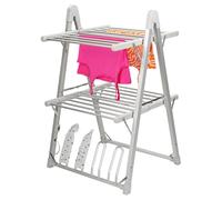 Taylor & Brown 2 Tier A Frame Heated Clothes Airer | Folding Aluminium Clothes Drying Rack | Electric Laundry Drying Horse Rack | 230W Energy Efficient 20 Rails, 101cm, 12.4m Drying Space